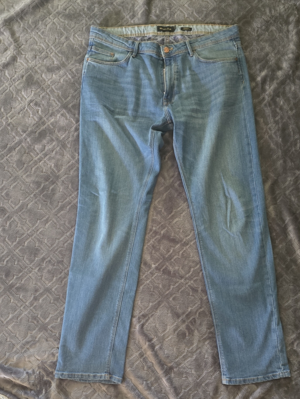 Massimo Dutti Light Blue Straight-Leg Jeans